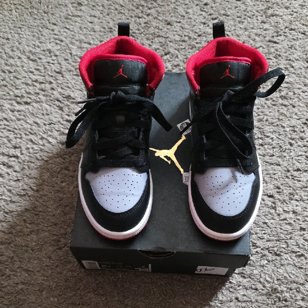 Jordan Kids Black and Red High-Top Sneakers